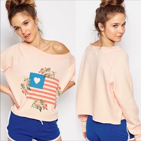 Wildfox Tops - Wildfox Granny's Flag Cropped Sweatshirt NWT